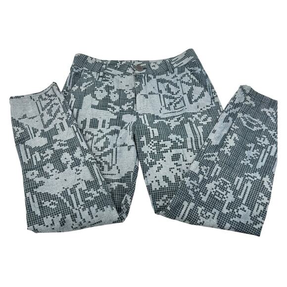 Feral Childe Made in USA Kepler Pant‎ Mars Rover Print Teal Hemp Blend Medium - Picture 2 of 7